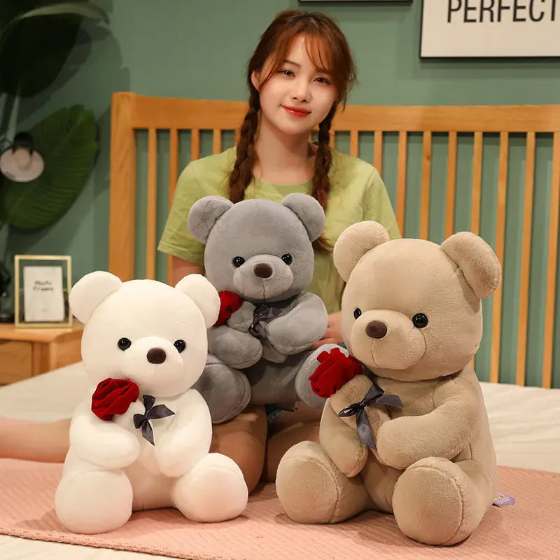Roses Teddy Bear Plush Pillow