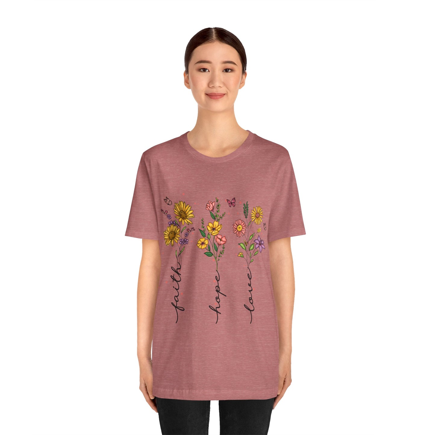 Bloom with Faith, Hope, and Love: Floral Graphic Tee