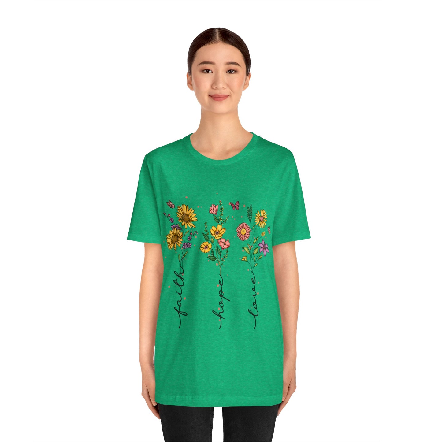 Bloom with Faith, Hope, and Love: Floral Graphic Tee
