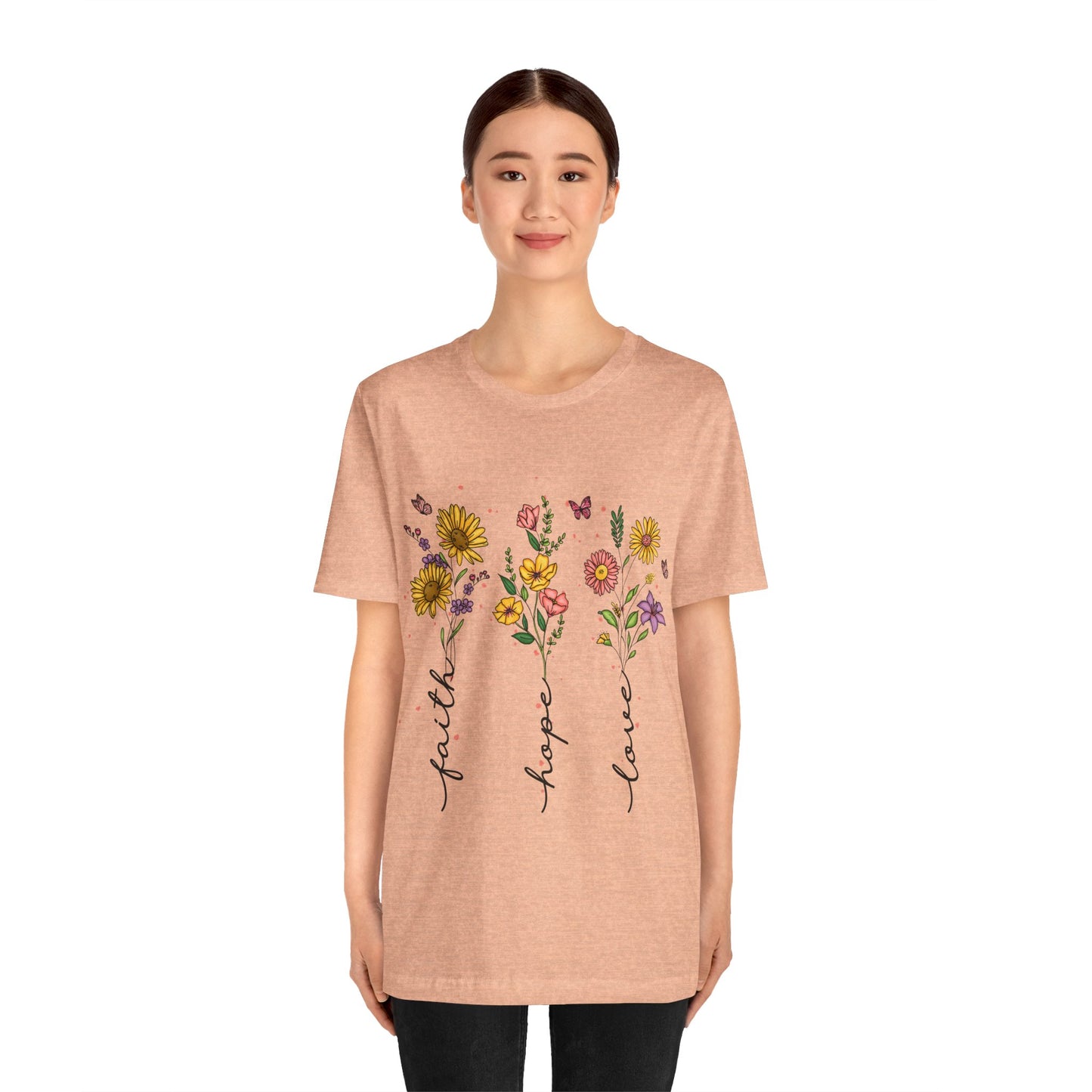 Bloom with Faith, Hope, and Love: Floral Graphic Tee