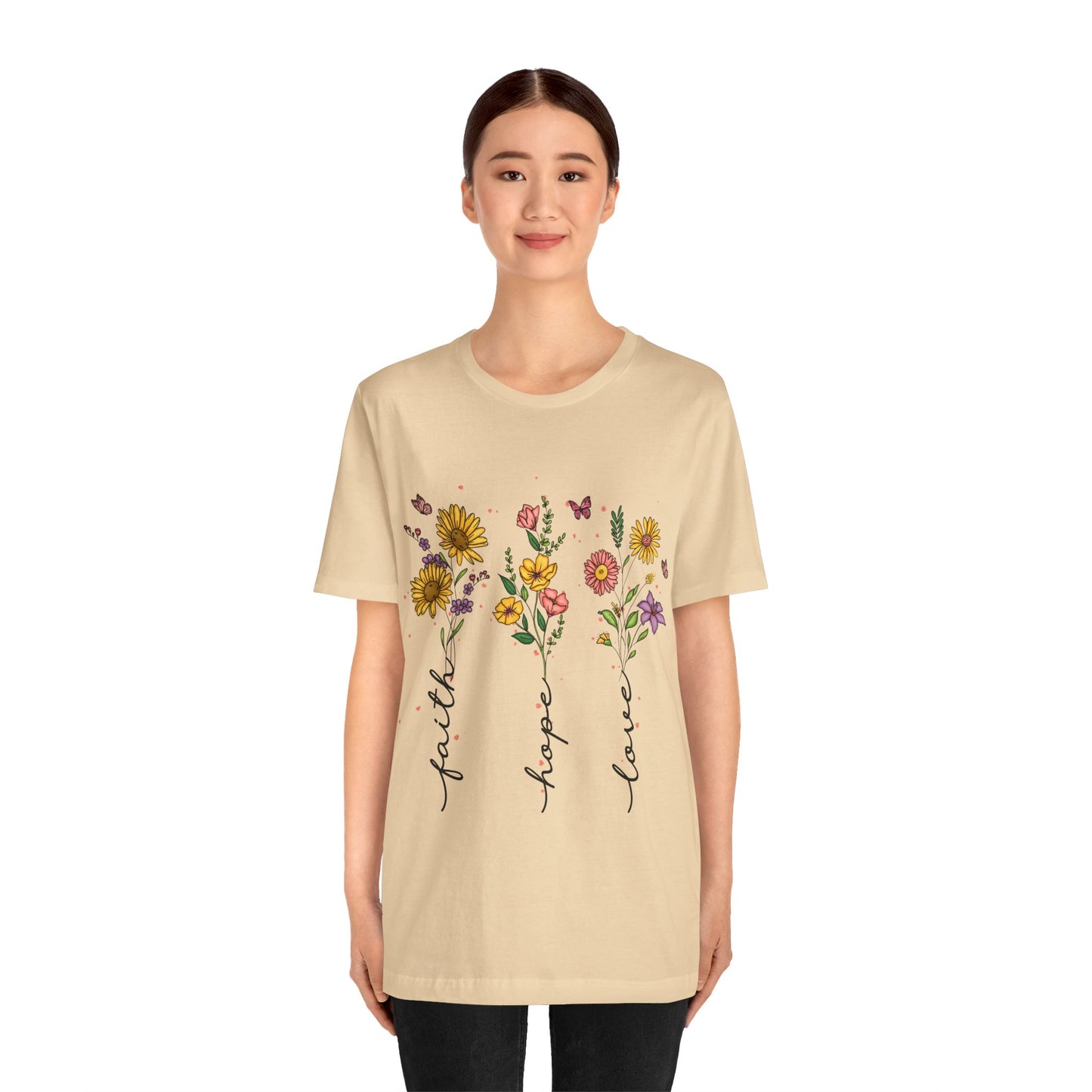 Bloom with Faith, Hope, and Love: Floral Graphic Tee