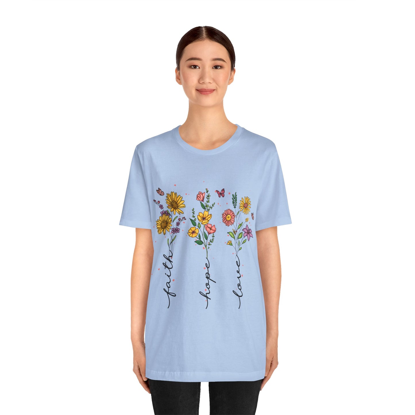 Bloom with Faith, Hope, and Love: Floral Graphic Tee