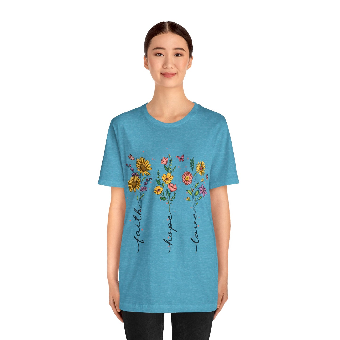 Bloom with Faith, Hope, and Love: Floral Graphic Tee