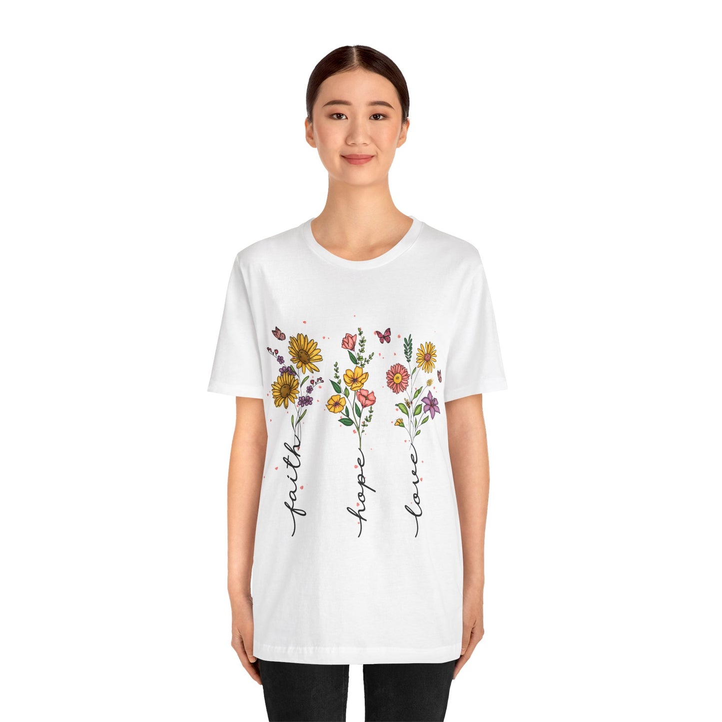Bloom with Faith, Hope, and Love: Floral Graphic Tee