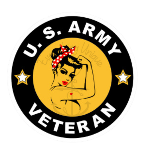 "female veteran stickers," "waterproof stickers for veterans," "Navy veteran stickers," "Marine Corps veteran stickers," "Army veteran stickers"