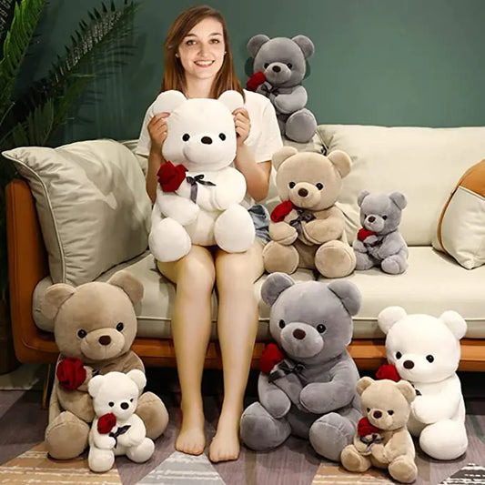 Roses Teddy Bear Plush Pillow