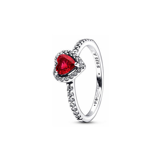 White Copper Plated Red Heart Ring