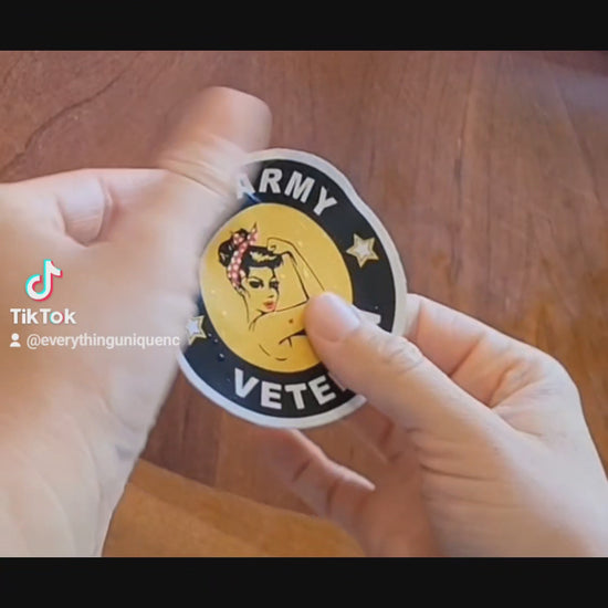"female veteran stickers," "waterproof stickers for veterans," "Navy veteran stickers," "Marine Corps veteran stickers," "Army veteran stickers" "durable stickers," "waterproof decals," "tear-resistant stickers," "UV-resistant stickers"